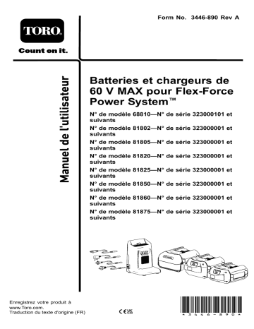 Flex-Force Power System 7.5Ah 60V MAX Battery Pack | Flex-Force Power System 2.5Ah 60V MAX Battery Pack | Flex-Force Power System 10Ah 60V MAX Battery Pack | Flex-Force Power System 2.0Ah 60V MAX Battery Pack | Toro Flex-Force Power System 60V MAX Battery Charger Misc Manuel utilisateur | Fixfr