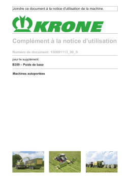 Krone Poids de base Mode d'emploi