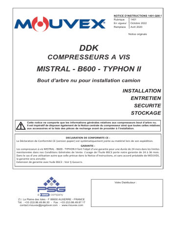 Mouvex 1401-Q00 DDK B600 Mistral Typhon II Manuel utilisateur | Fixfr