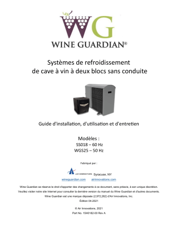 Wine Guardian Ductless Split Manuel utilisateur | Fixfr
