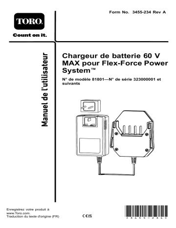 Toro Flex-Force Power System 60V MAX Battery Charger Misc Manuel utilisateur | Fixfr
