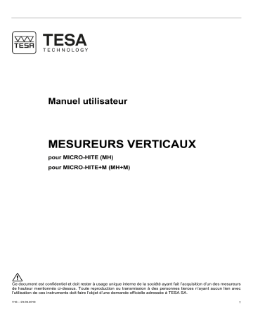 Tesa Technology MICRO-HITE 2016 Manuel utilisateur | Fixfr