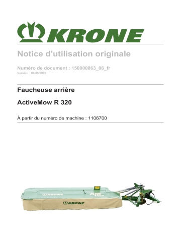 Krone BA ActiveMow R 320 Mode d'emploi | Fixfr