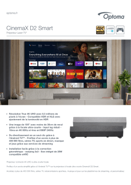 Optoma CinemaX D2 Smart projector Manuel du propriétaire