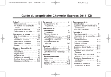 Chevrolet Express 2014 Mode d'emploi | Fixfr