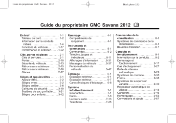 GMC Savana 2012 Mode d'emploi | Fixfr