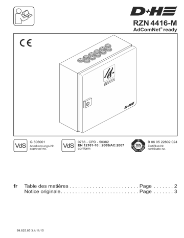 D+H RZN 4416-M Smoke vent control panel Mode d'emploi | Fixfr