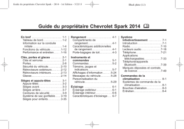 Matiz/Spark 2014 | Spark 2014 | Chevrolet Spark EV 2014 Mode d'emploi | Fixfr