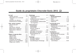 Chevrolet Sonic 2012 Mode d'emploi