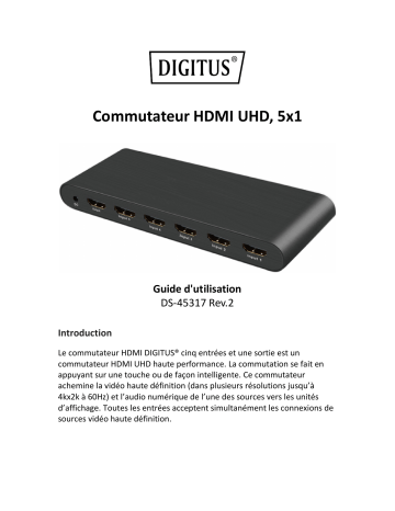Digitus DS-45317 4K HDMI Switch, 5x1 Manuel du propriétaire | Fixfr