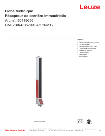 Leuze CML730i-R05-160.A/CN-M12 Lichtvorhang Empfänger Manuel utilisateur | Fixfr