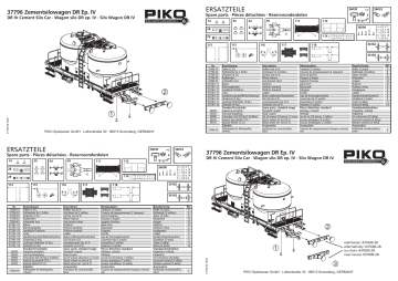 PIKO 37796 DR IV Cement Silo Car Gray Chassis Manuel utilisateur | Fixfr