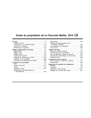 Chevrolet Malibu 2010 Mode d'emploi | Fixfr