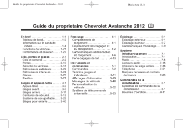 Chevrolet Avalanche 2012 Mode d'emploi | Fixfr