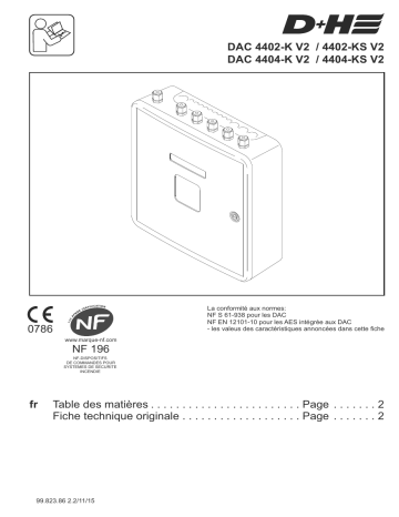 DAC 4402-K V2 | D+H DAC 4404-K V2 Smoke vent control panel Mode d'emploi | Fixfr