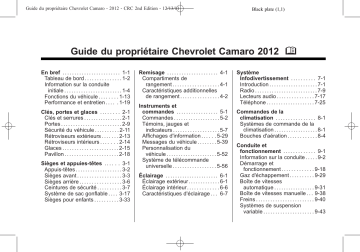 Chevrolet Camaro 2012 Mode d'emploi | Fixfr