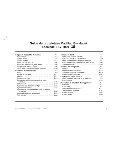 Escalade ESV 2009 | Escalade 2009 | Cadillac ESCALADE EXT 2009 Mode d'emploi | Fixfr