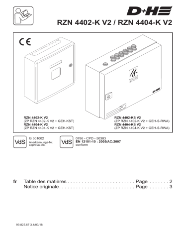 RZN 4404-K V2 | D+H RZN 4402-K V2 Smoke vent control panel Mode d'emploi | Fixfr