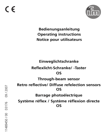OS0024 | OS0023 | OS0033 | IFM OS0025 Retro-reflective sensor Guide d'installation | Fixfr