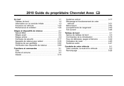Chevrolet Aveo 2010 Mode d'emploi