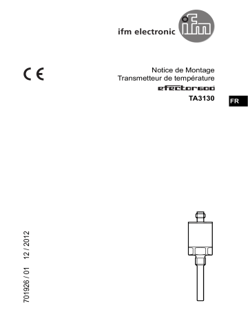 IFM TA3130 Temperature transmitter Guide d'installation | Fixfr