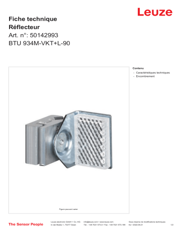 Leuze BTU 934M-VKT+L-90 Reflektor Manuel utilisateur | Fixfr