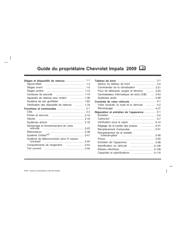 Chevrolet Impala 2009 Mode d'emploi | Fixfr