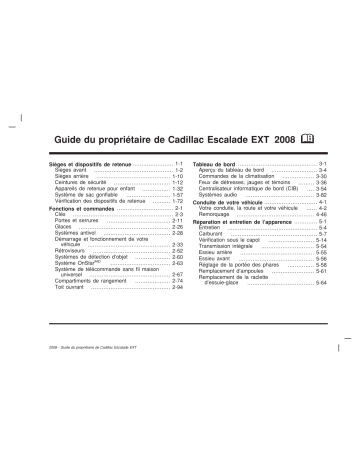 ESCALADE EXT 2008 | ESCALADE ESV 2008 | Cadillac ESCALADE 2008 Mode d'emploi | Fixfr