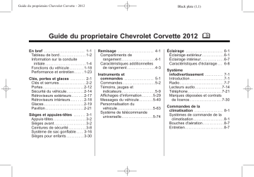 Chevrolet Corvette 2012 Mode d'emploi | Fixfr