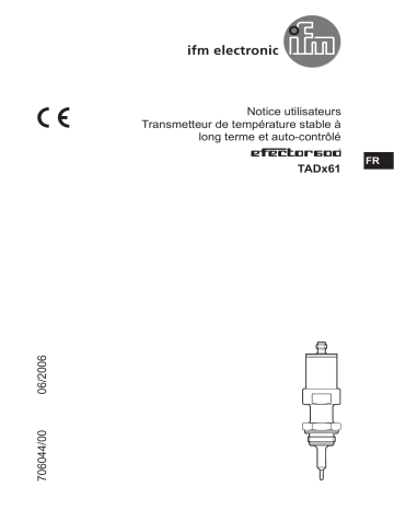 IFM TAD161 Temperature transmitter Mode d'emploi | Fixfr