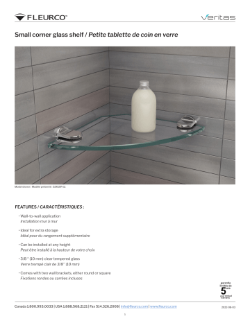 Fleurco Small Corner Glass Shelf spécification | Fixfr