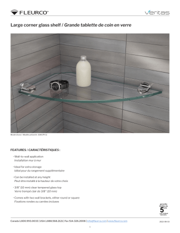 Fleurco Large Corner Glass Shelf spécification | Fixfr