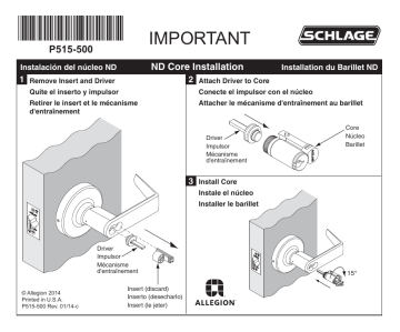 Schlage ND Core Guide d'installation | Fixfr
