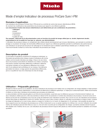 ProCare Sure I-PM Starter | Miele ProCare Sure I-PM Indicateur de processus Mode d'emploi | Fixfr