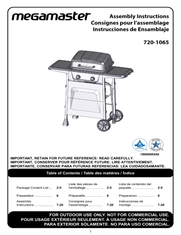 Megamaster 720-1065 grill Manuel utilisateur | Fixfr