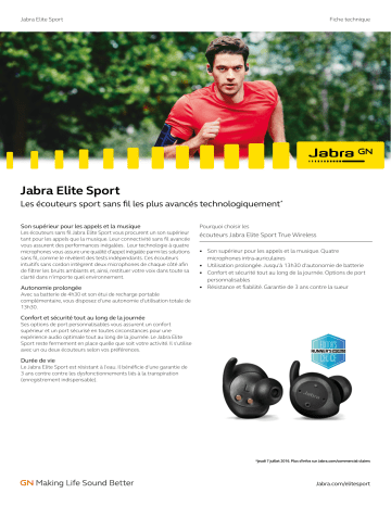 Elite Sport (Upgrade) | Elite Sport (Lime Green Grey) | Jabra Elite Sport (Original) Fiche technique | Fixfr