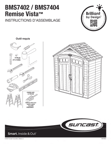 Suncast BMS7404 Vista® 7 ft. x 4 ft. Storage Shed Manuel utilisateur | Fixfr