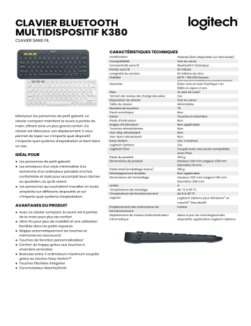 Logitech K380 Clavier sans Fil Multi-Dispositifs Manuel utilisateur | Fixfr