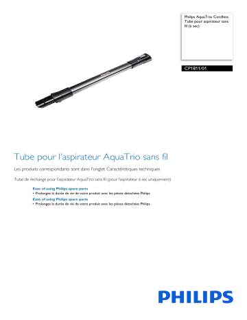 Philips CP1811/01 AquaTrio Cordless Tube pour aspirateur sans fil (à sec) Manuel utilisateur | Fixfr