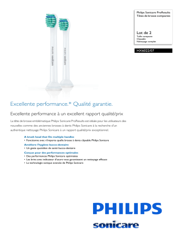 Sonicare HX6022/07 Sonicare ProResults Têtes de brosse compactes Manuel utilisateur | Fixfr