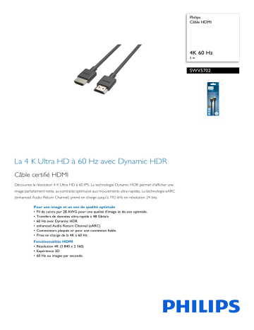 Philips SWV5702/00 Câble HDMI Manuel utilisateur | Fixfr