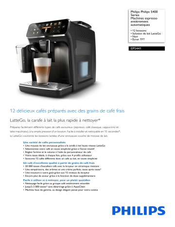 Philips EP5441/50R1 Philips 5400 Series Machines espresso entièrement automatiques Manuel utilisateur | Fixfr