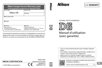 Nikon D6 Manuel utilisateur | Fixfr