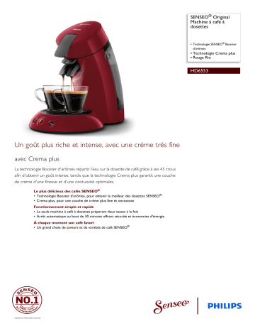 SENSEO® HD6553/80R1 SENSEO® Original Machine à café à dosettes Manuel utilisateur | Fixfr