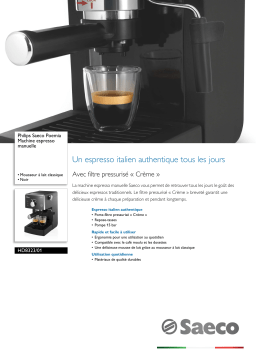 Saeco HD8323/01 Saeco Poemia Machine espresso manuelle Manuel utilisateur