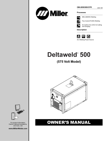 Miller DELTAWELD 500 (575 VOLT MODEL) NA301079U-ZZ222222 Manuel du propriétaire | Fixfr