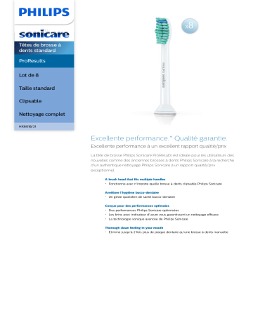 Sonicare HX6018/31 Sonicare ProResults Têtes de brosse à dents standard Manuel utilisateur | Fixfr