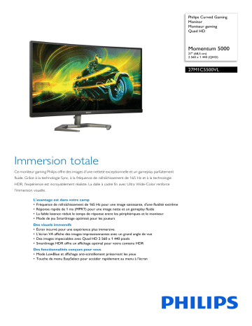 Philips 27M1C5500VL/00 Curved Gaming Monitor Moniteur gaming Quad HD Manuel utilisateur | Fixfr