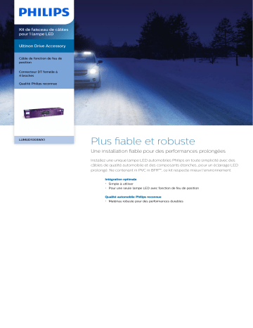 Philips LUMUD1003WX1/10 Ultinon Drive Accessory Kit de faisceau de câbles pour 1 lampe LED Manuel utilisateur | Fixfr