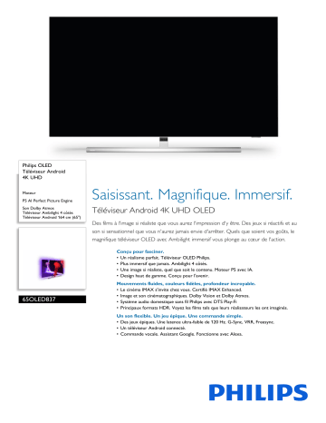 Philips 65OLED837/12 OLED Téléviseur Android 4K UHD Manuel utilisateur | Fixfr